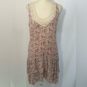 Aryeh Floral Cotton Mini Dress with Crochet Detail